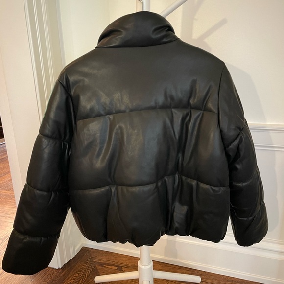 Banana Republic Faux Leather Puffer Jacket - Black, Size Large, NWT - Picture 2 of 3